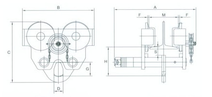 浙江手牌 GCL-MK型手推/手鏈單軌小車結(jié)構(gòu)圖