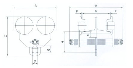 浙江手牌 40492/40493型手推/手鏈單軌小車(chē)結(jié)構(gòu)圖