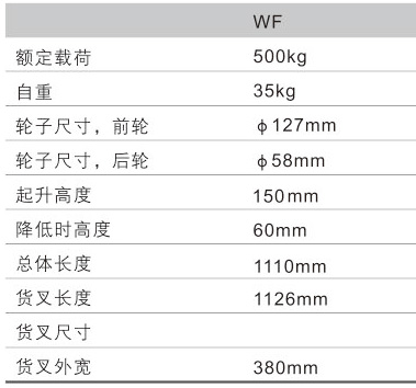 浙江西林WF平板搬運車技術(shù)參數(shù)