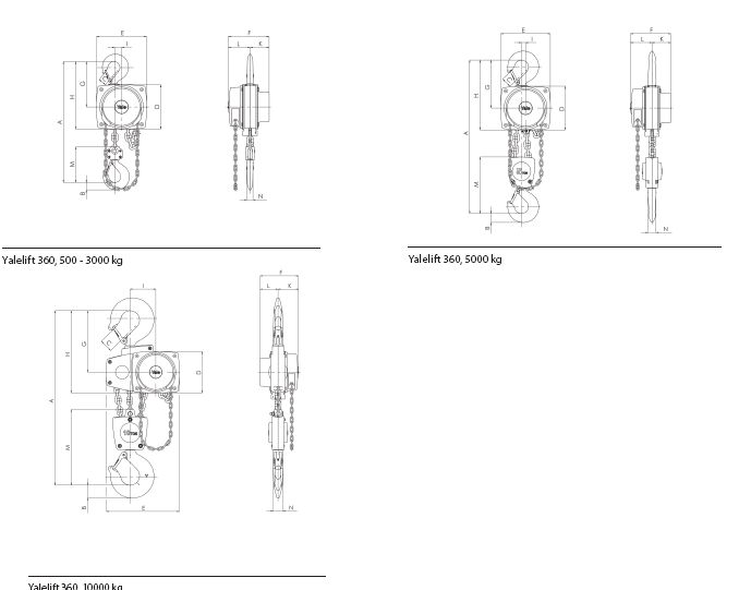 德國(guó)耶魯 Yalelift 360 手拉環(huán)鏈葫蘆尺寸圖