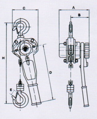 山東聊城五環(huán) HSH型系列手扳葫蘆0.75噸結(jié)構(gòu)圖