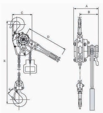 上海滬力 鋁合金手扳葫蘆系列結構圖