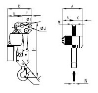 臺灣川崎 環(huán)鏈電動葫蘆7.5T結構圖