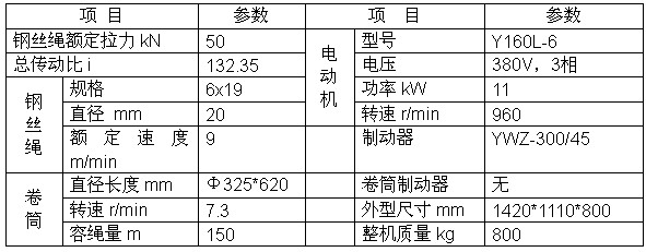 上海神威 JM5.0T卷?yè)P(yáng)機(jī)技術(shù)參數(shù)