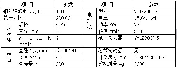 上海神威 JM10T卷揚(yáng)機(jī)技術(shù)參數(shù)