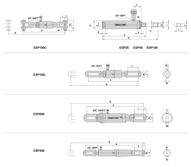 美國(guó)EAGLE ESP拉式液壓缸結(jié)構(gòu)圖