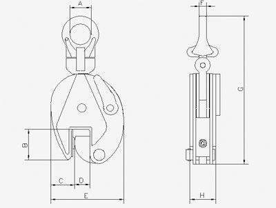臺(tái)灣川崎 QC-A型歐式鋼板吊鉗結(jié)構(gòu)圖