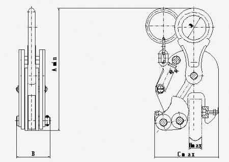 臺灣川崎 QC-B型歐式鋼板吊鉗結(jié)構(gòu)圖