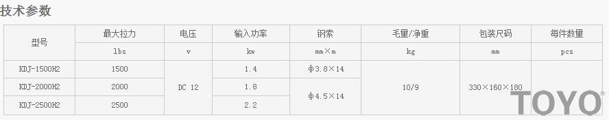 日本東洋TOYO KDJ-1500H2--KDJ-2500H2型電動(dòng)絞盤(pán)技術(shù)參數(shù)