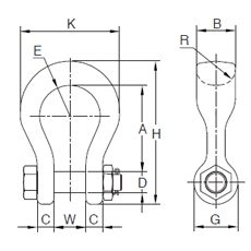 臺灣振鋒YOKE 鍛造合金鋼寬體卸扣結(jié)構(gòu)圖